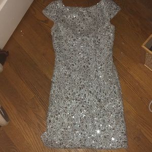sparkly silver cocktail dress
